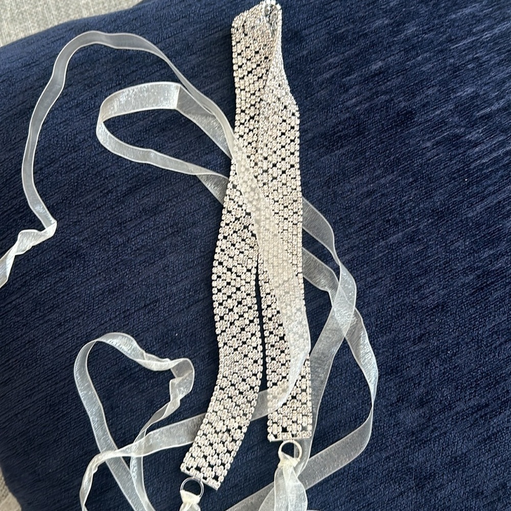 David’s Bridal Wedding Dress Crystal Rhinestone Bling Ribbon Sash Belt